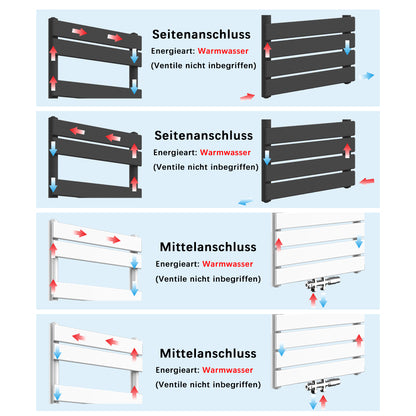 Badheizkörper Mittelanschluss Heizkörper Handtuchtrockner Weiß/Anthrazit Gerade