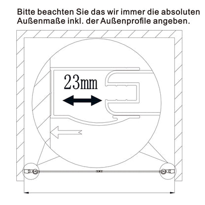 Pendeltür Duschabtrennung Schwingtür Nischentür 6mm Glas 120x185 cm