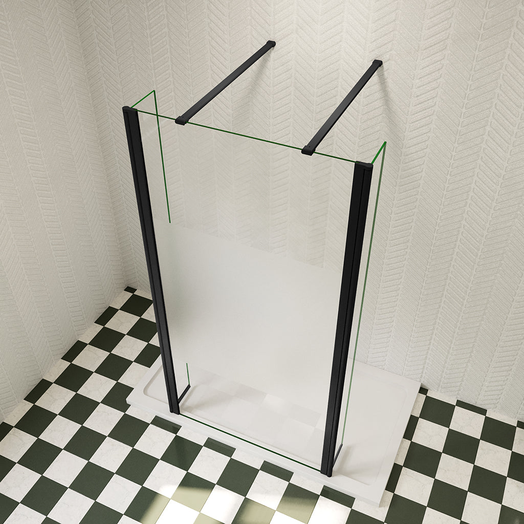 freistehende Duschabtrennung Duschwand Dusche 1095-1637mm 8mm NANO Glas H.200 cm mit Glasschutzfolie