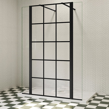 Walk In Glaswand Glasdusche 100 cm 8mm NANO Glas H.200 cm Industrial Look