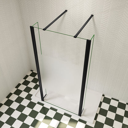 Freistehende Duschabtrennung Duschwand 1195-1737mm 8mm NANO Glas H.200 cm mit Glasschutzfolie