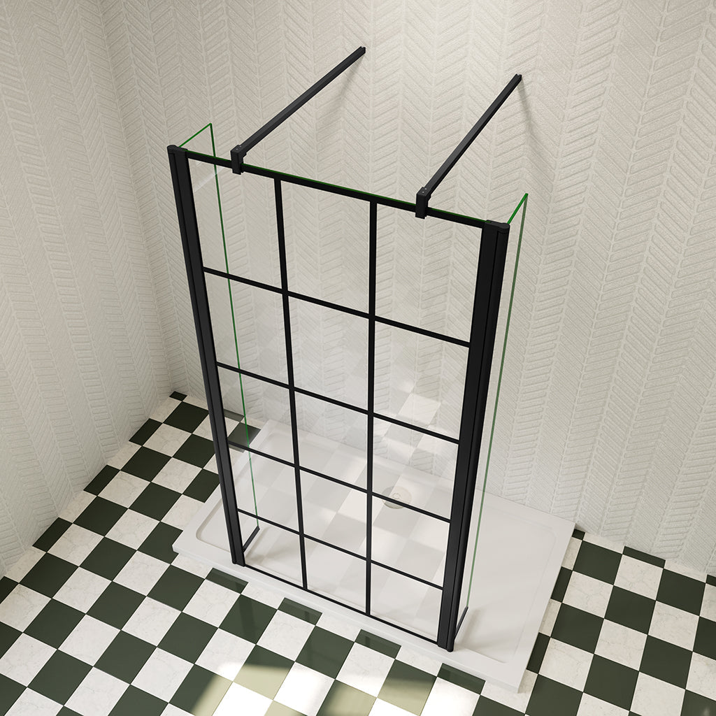 Duschabtrennung Dusche Begehbare Duschwand 1295-1837mm 8mm NANO Glas H.200 cm Industrial Look