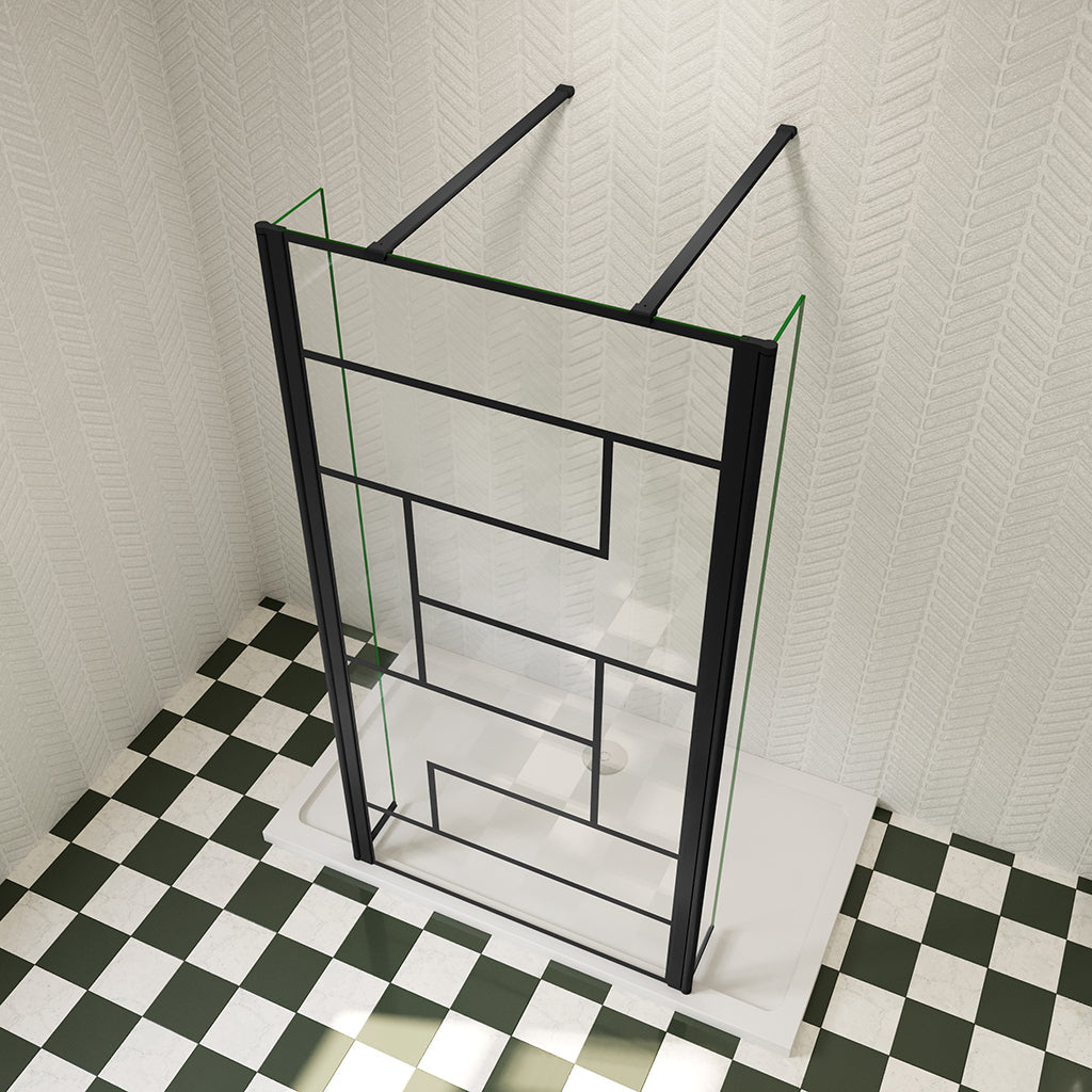 Begehbare Duschwand Duschabtrennung Dusche 1495-2037mm 8mm NANO Glas H.200 cm Industrial Look