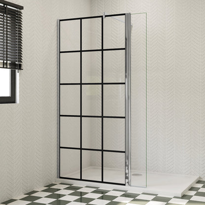 Walk In Glaswand Glasdusche 140 cm 8mm NANO Glas H.200 cm Industrial Look