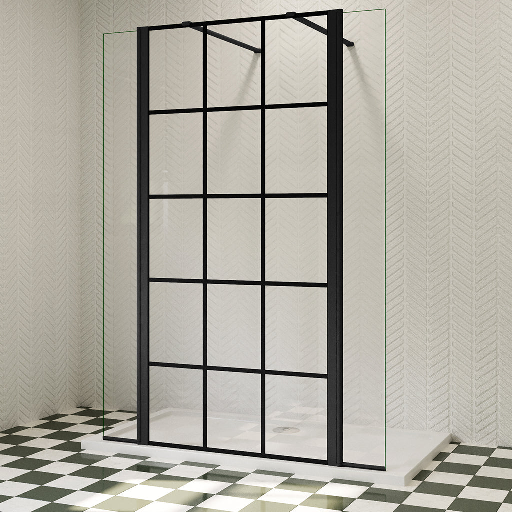 Walk In Duschwand Dusche Glaswand 140 cm 8mm NANO Glas H.200 cm Industrial Look