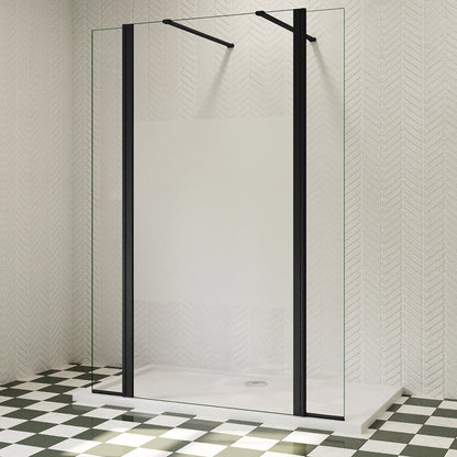 freistehende Duschabtrennung Glaswand 80 cm 8mm NANO Glas H.200 cm mit Glasschutzfolie