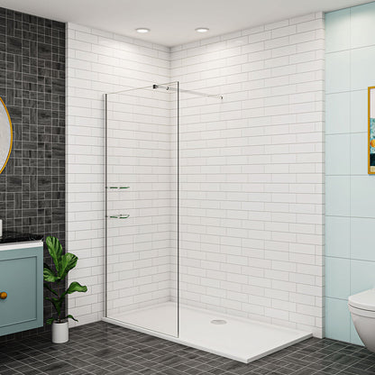 Duschrückwand Dusche Walk In 80 cm 8mm NANO Glas H.200 cm Stabilisierungsstange 73-120cm