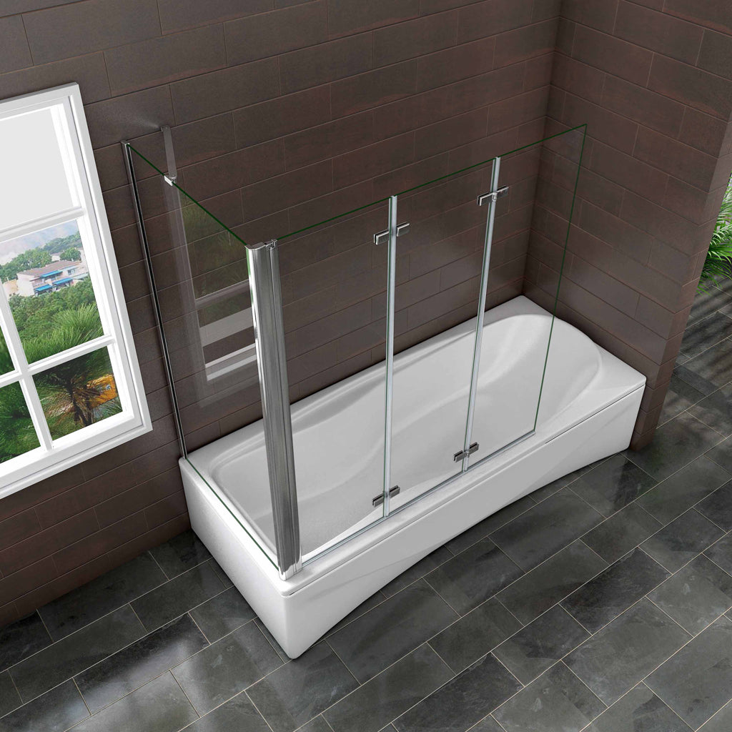 Badewannenaufsatz 130x80 cm Falttür Stützstange 6mm NANO Glas