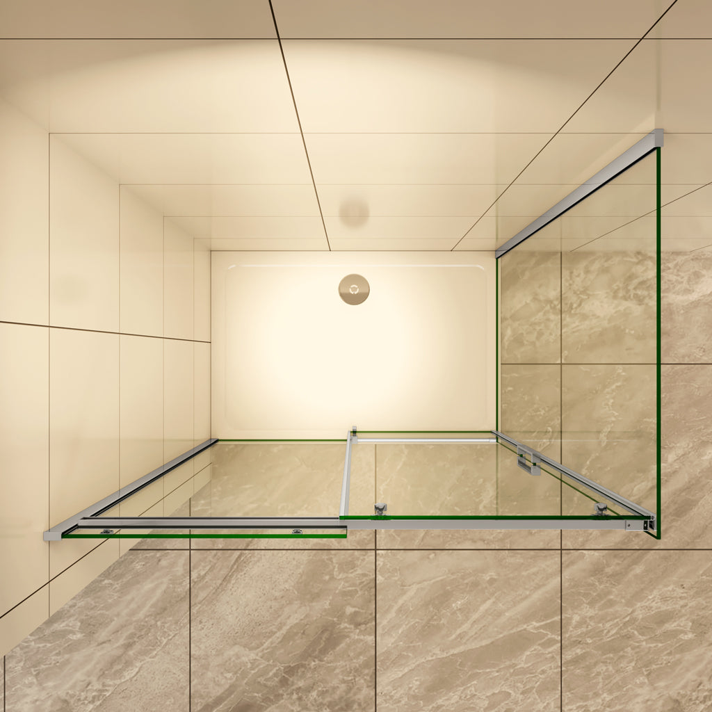 Duschkabine Duschtür+Seitenwand 100x100 cm Schiebetür Dusche 8mm NANO Glas Aica