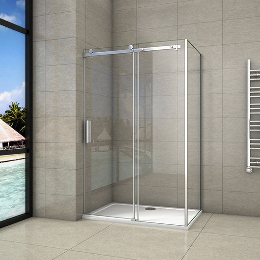 Aica Duschtür+Seitenwand 100x70 cm Duschwand 6mm Glas Schiebetür Duschabtrennung