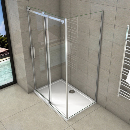 Duschkabinen Duschabtrennung 100x70 cm Duschtür+Seitenwand Schiebetür Duschkabine Aica