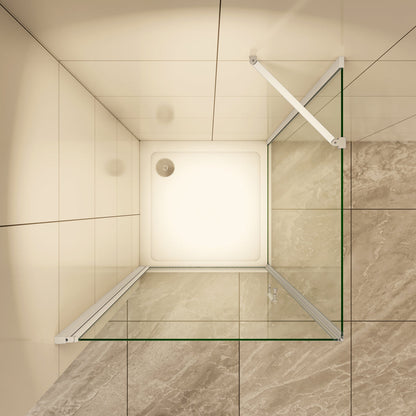 Duschtür+Seitenwand 100x80 cm H.185 cm Drehtür 5mm Glas Duschkabine Duschwand