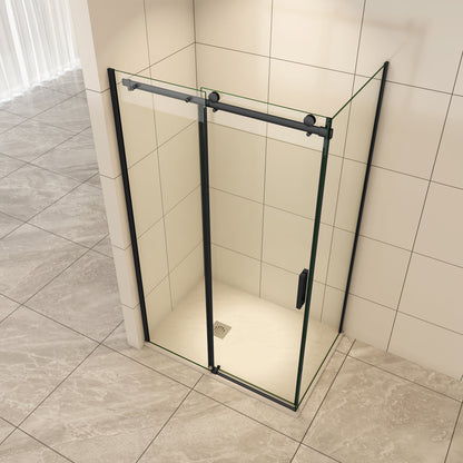 Duschkabine Duschtür+Seitenwand 100x90 cm Schiebetür Dusche 8mm NANO Glas