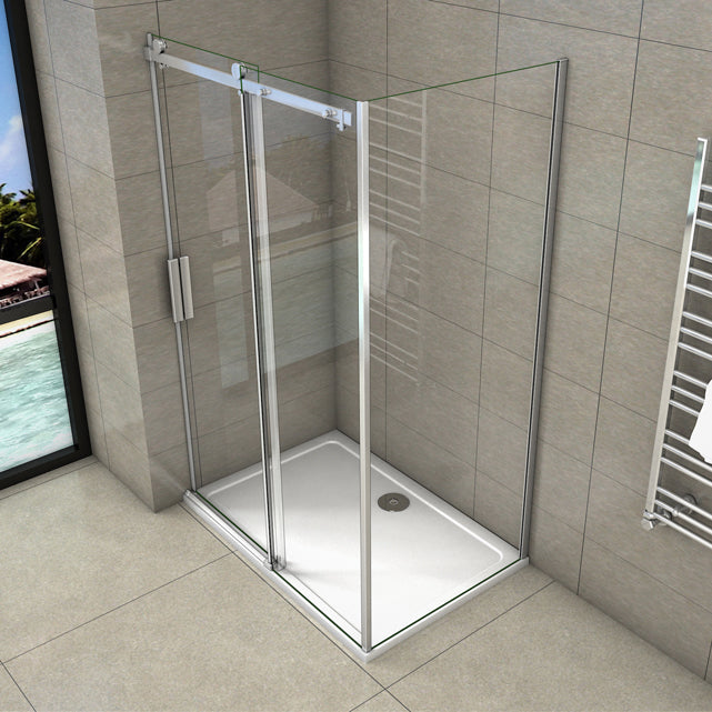 Duschkabinen Duschabtrennung 105x70 cm Duschtür+Seitenwand Schiebetür Duschkabine Aica
