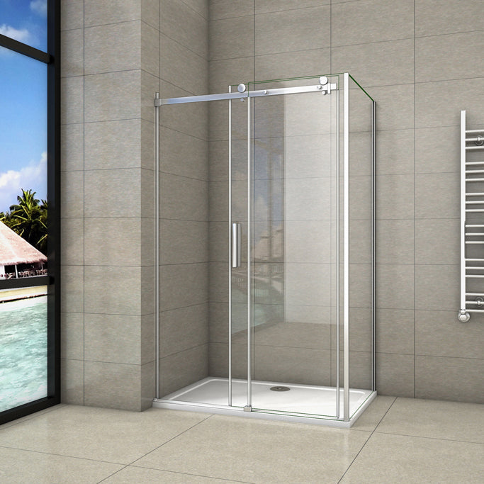 Duschkabine Duschtür+Seitenwand 105x80 cm Schiebetür Dusche 6mm Glas