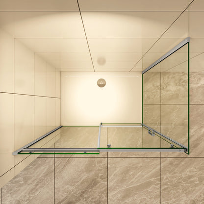 Duschkabine Duschtür+Seitenwand 110x70 cm Schiebetür Dusche 8mm NANO Glas Aica