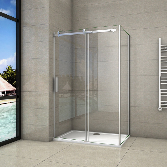 Aica Duschtür+Seitenwand 150x70 cm Duschwand 6mm Glas Schiebetür Duschabtrennung