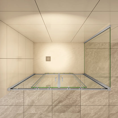 Duschtür+Seitenwand 160x80 cm H.190 cm Schiebetür 5mm Glas Duschkabine Duschwand
