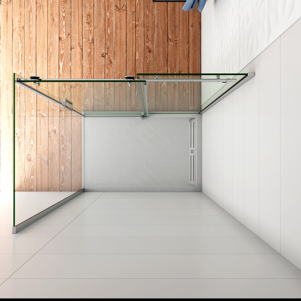 Duschkabine Duschtür+Seitenwand 160x80 cm Schiebetür Dusche 8mm NANO Glas