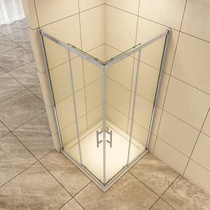 Duschkabinen Duschabtrennung 100x100 cm Eckeinstieg Schiebetür Duschkabine Aica Glas