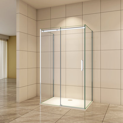 Aica U-Form 100x80 cm 8mm NANO Glas Schiebetür Duschabtrennung