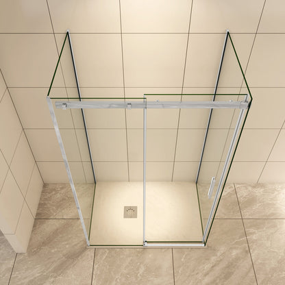 Duschkabine U-Form Duschkabine 150x80 cm Schiebetür 6mm Glas