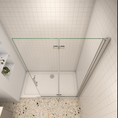 116 cm H.185 cm Falttür Duschabtrennung 6mm NANO Glas Walk In Duschwand Dusche Duschtür