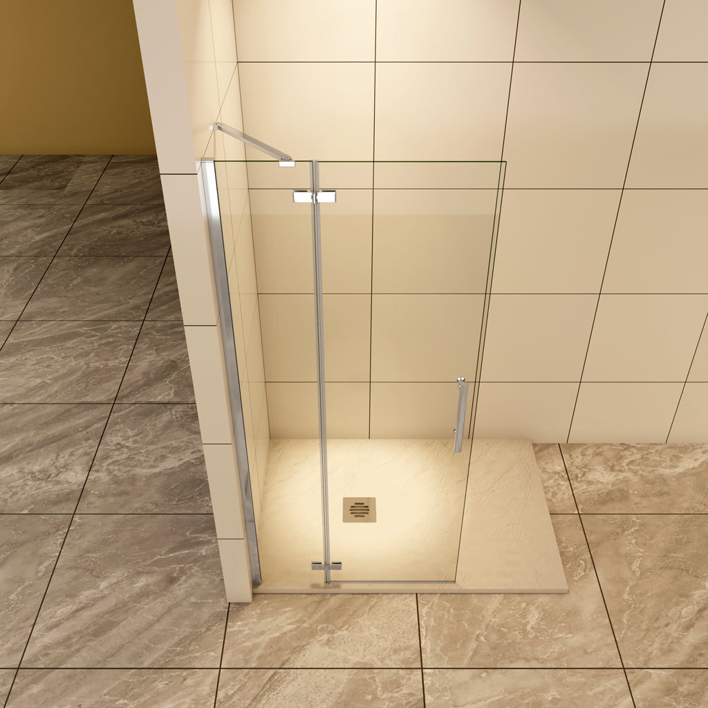Duschkabine Walk In Duschwand Duschtür Dusche 76 cm Drehtür 6mm NANO Glas