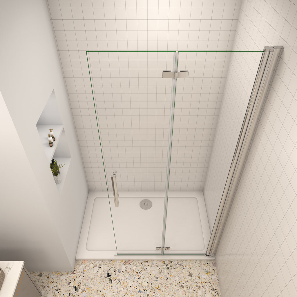76 cm H.195 cm Falttür Duschabtrennung 6mm NANO Glas Aica Walk In Duschwand Dusche Duschtür