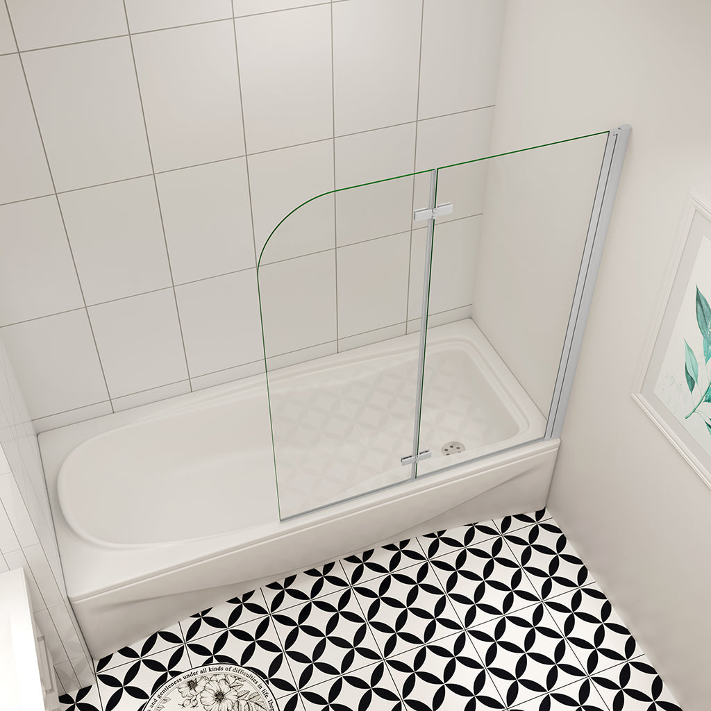 6mm NANO Glas H.140 cm Duschwand für badewanne 2-teilig Faltbar Badewannenaufsatz Duschtrennwand Duschabtrennung 100 cm