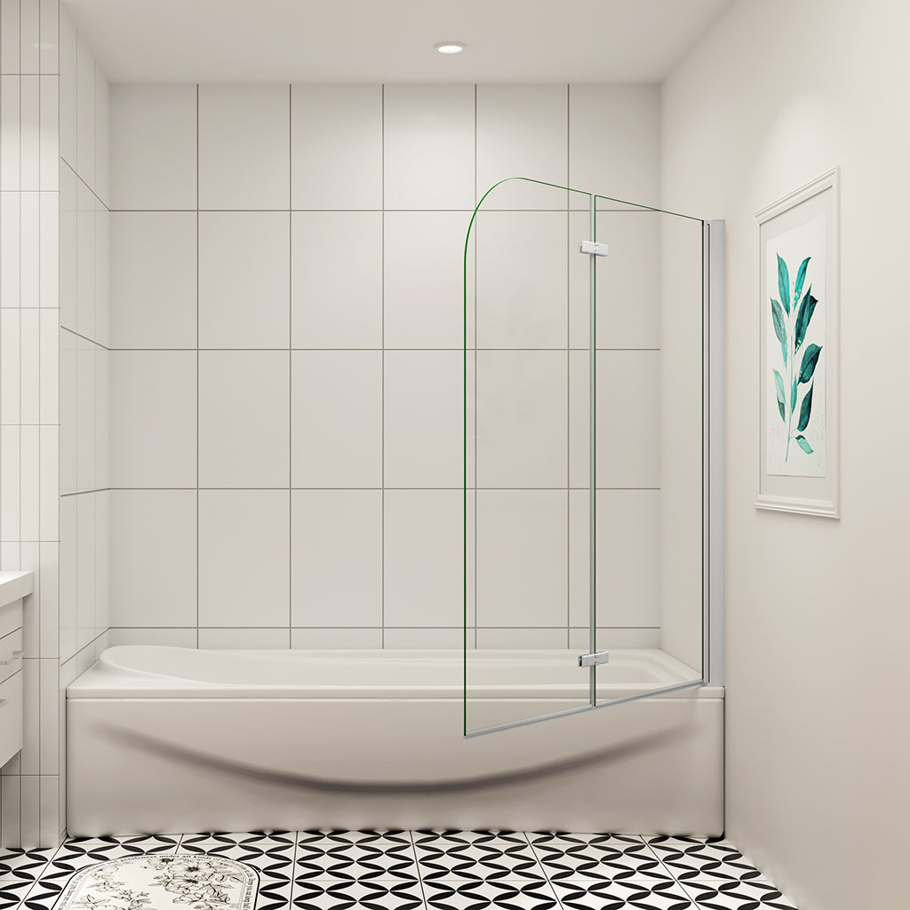 B.120 x H.140 cm 6mm NANO ESG Glas Duschwand für badewanne 2-teilig Faltbar Badewannenaufsatz Duschtrennwand Duschabtrennung