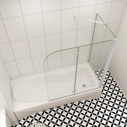 6mm NANO Glas H.140 cm Duschwand für badewanne 2-teilig Faltbar Badewannenaufsatz mit Seitenwand Duschtrennwand Duschabtrennung 110+70 cm