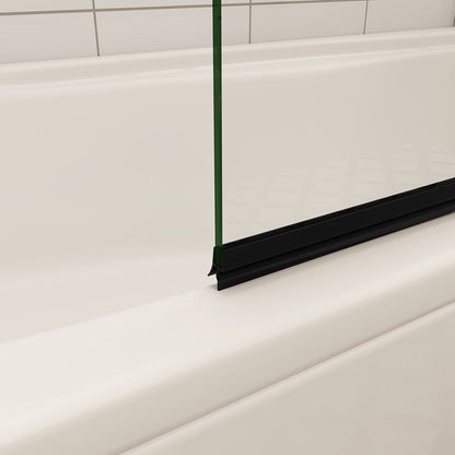 H.140 cm Badewannenaufsatz 3-fach Faltbar mit Seitenwand ESG Schwarz 6mm NANO Glas 130+70 cm