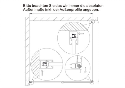 Duschabtrennung 80-120cm Scharniertür 70-100cm Duschwand 8mm Glas