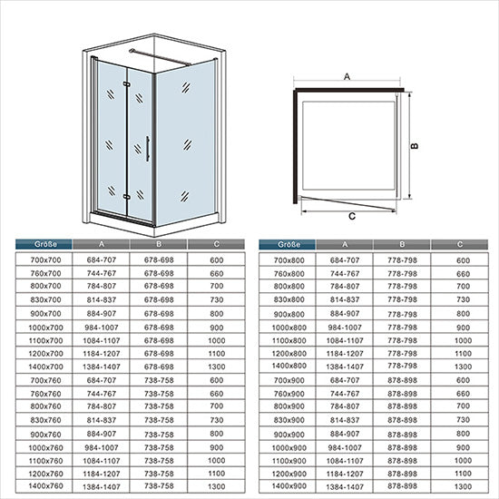 Duschkabine Schwingtür Eckeinstieg Duschabtrennung 195cm Höhe