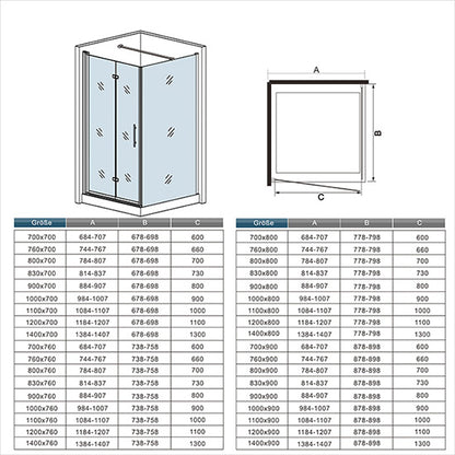 Duschkabine Schwingtür Eckeinstieg Duschabtrennung 195cm Höhe