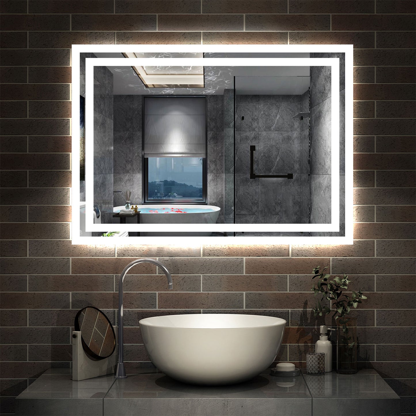 LED Badspiegel 50-160 cm Wandspiegel mit Beleuchtung Wandschalter Beschlagfrei Kaltweiß