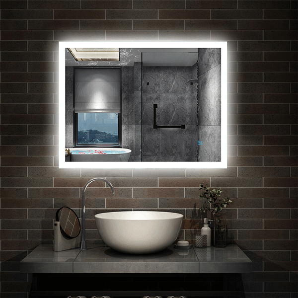 LED Badspiegel 50-100 cm Wandspiegel mit Beleuchtung Touch Beschlagfrei Kaltweiß