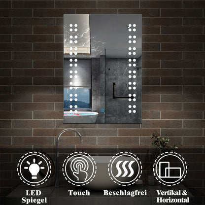 45×60 50×70 cm LED Badspiegel Wandspiegel mit Beleuchtung  Touch Beschlagfrei Kaltweiß