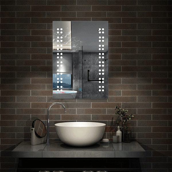 39×50 cm LED Badspiegel Wandspiegel mit Beleuchtung EINZEL Touch Kaltweiß