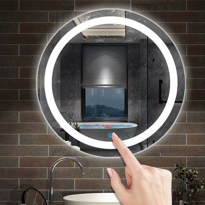 LED Badspiegel rund 60 cm Touch Beschlagfrei Kaltweiß Wandspiegel mit Beleuchtung