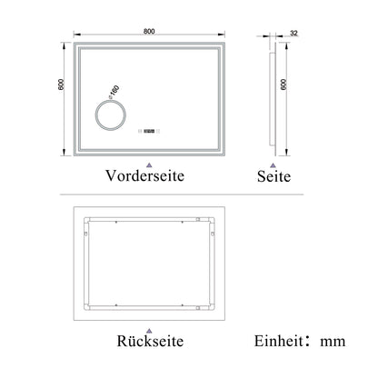 LED Badspiegel 80 -160 cm Wandspiegel mit Uhr, Touch, Beschlagfrei,3-Fach Vergrößerung Schminkspiegel IP44 3 Lichtfarbe 2700-6500K,Kalt/Neutral/Warmweiß energiesparend