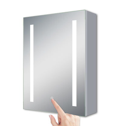 LED Spiegelschrank ARYA Badspiegelschrank mit Beleuchtung, Aluminium, beschlagfrei, Doppelseitiger Spiegel, Touch-Sensor Schalter, mit Steckdose, Kaltweiss