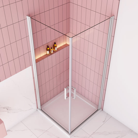 Duschkabine 80x80 Dusche Glas Eckeinstieg mit Drehtür H.185 cm Dusche