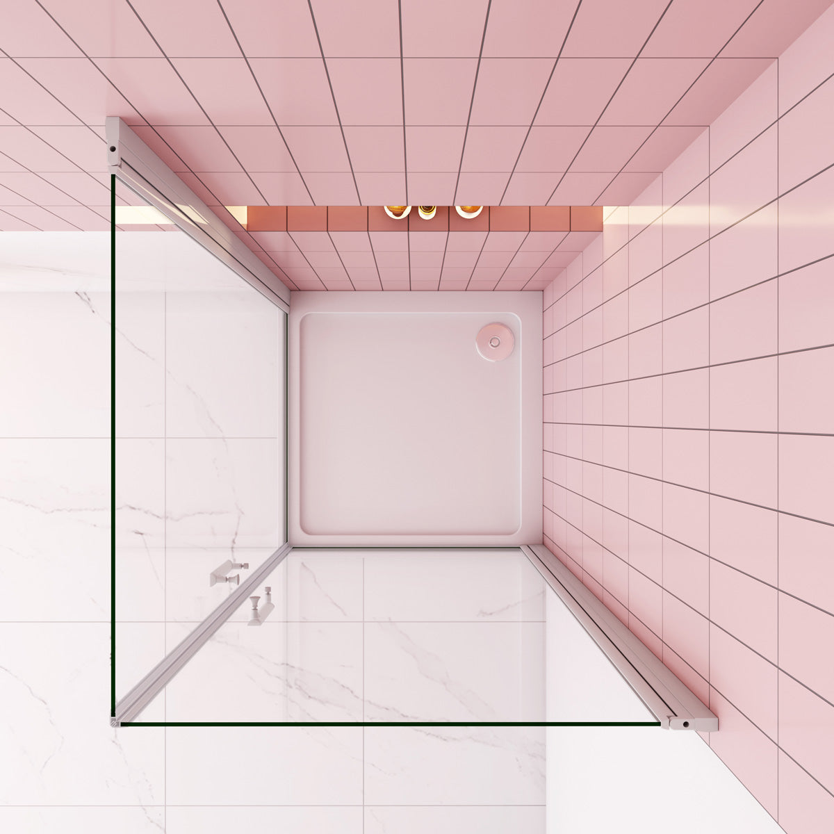 Duschkabine 90x90 Dusche Glas Eckeinstieg mit Drehtür H.185 cm Dusche