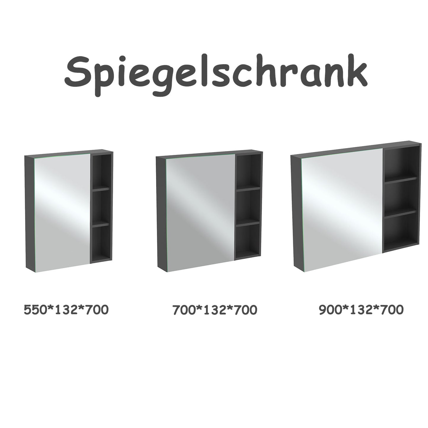 Badezimmer Spiegelschrank 55/70/90 cm Badschrank Wandschrank Hängeschrank
