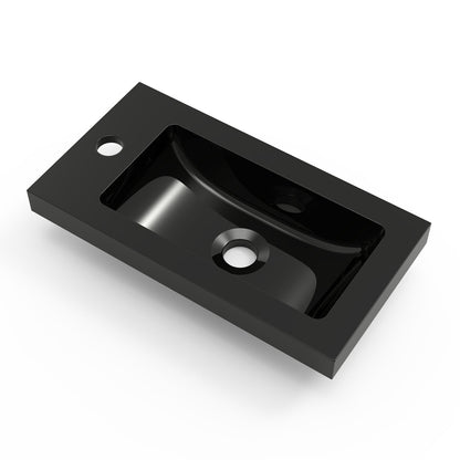 Badmöbel-Set 45 cm Waschtischunterschrank mit schwarzem Waschbecken, Gäste-WC, Kleinmöbel