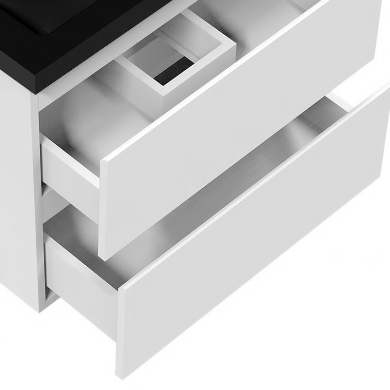 Badmöbel-Set 60 cm vormontierter Unterschrank, inkl. 2 Schubladen mit Soft-Close-Funktion,Waschtisch schwarz