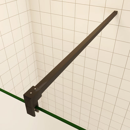 Walk-In Duschwand Dusche mit Gittermuster Schwarz 8mm NANO Glas 80x200 cm