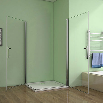 Drehtür Eckeinstieg Duschkabine 100 x 100 cm H.185 cm NANO Glas Dusche
